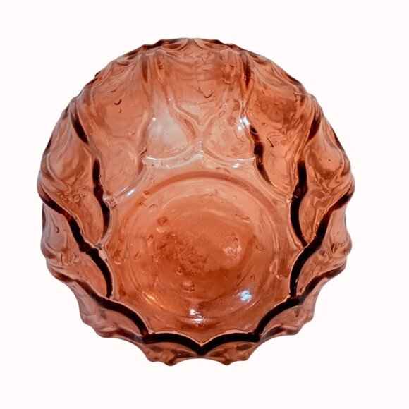 Romantic Amber Rose Art Glass Vase Textured Abstract Bubble MCM VTG Home Decor - Picture 5 of 13